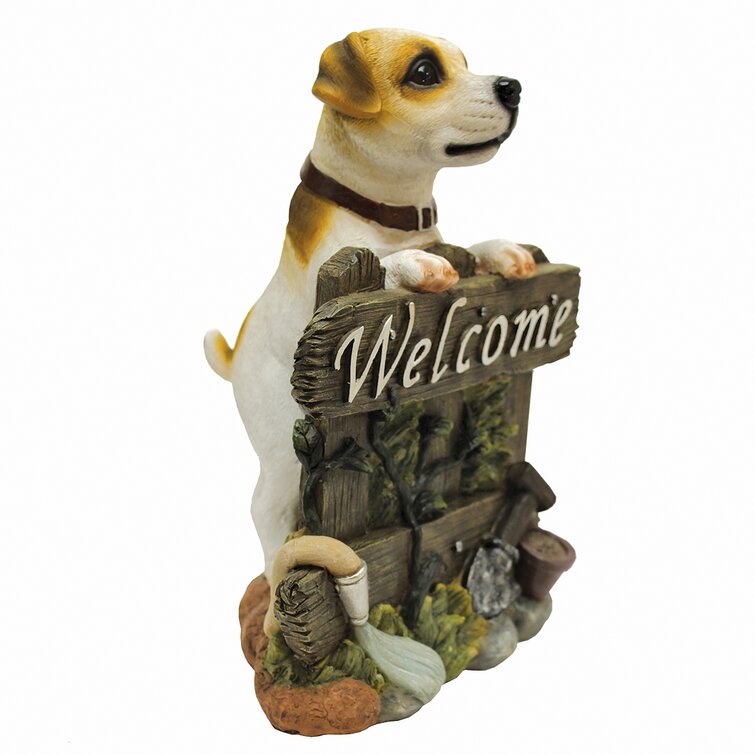 outdoor dog welcome statue